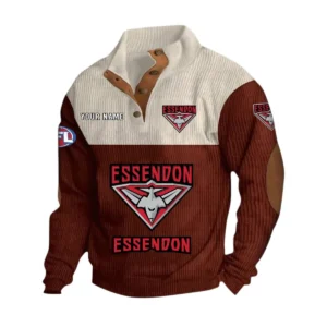 Essendon Fans Gift Men's Stand Up Collar Base Shirt, All Over Print Base Shirt For Sport Fan, Custom Name AFL166080225129 - Dark Red