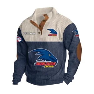 Adelaide Crows Fans Gift Men's Stand Up Collar Base Shirt, All Over Print Base Shirt For Sport Fan, Custom Name AFL166080225130 - Navy Blue