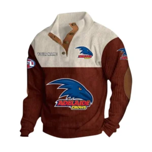 Adelaide Crows Fans Gift Men's Stand Up Collar Base Shirt, All Over Print Base Shirt For Sport Fan, Custom Name AFL166080225130 - Dark Red