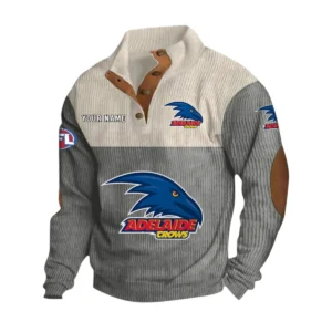 Adelaide Crows Fans Gift Men's Stand Up Collar Base Shirt, All Over Print Base Shirt For Sport Fan, Custom Name AFL166080225130 - Gray