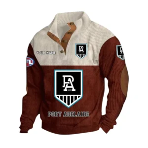 Port Adelaide Fans Gift Men's Stand Up Collar Base Shirt, All Over Print Base Shirt For Sport Fan, Custom Name AFL166080225131 - Dark Red