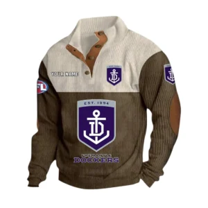 Fremantle Fans Gift Men's Stand Up Collar Base Shirt, All Over Print Base Shirt For Sport Fan, Custom Name AFL166080225134 - Brown