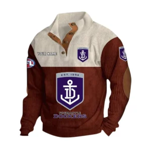 Fremantle Fans Gift Men's Stand Up Collar Base Shirt, All Over Print Base Shirt For Sport Fan, Custom Name AFL166080225134 - Dark Red