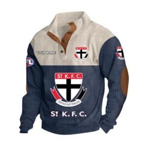 St Kilda Fans Gift Men's Stand Up Collar Base Shirt, All Over Print Base Shirt For Sport Fan, Custom Name AFL166080225135 - Navy Blue
