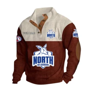North Melbourne Fans Gift Men's Stand Up Collar Base Shirt, All Over Print Base Shirt For Sport Fan, Custom Name AFL166080225136 - Dark Red