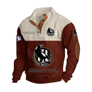 Collingwood Fans Gift Men's Stand Up Collar Base Shirt, All Over Print Base Shirt For Sport Fan, Custom Name AFL166080225137 - Dark Red