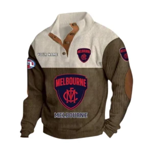 Melbourne Demons Fans Gift Men's Stand Up Collar Base Shirt, All Over Print Base Shirt For Sport Fan, Custom Name AFL166080225138 - Brown