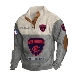 Melbourne Demons Fans Gift Men's Stand Up Collar Base Shirt, All Over Print Base Shirt For Sport Fan, Custom Name AFL166080225138 - Gray