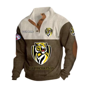 Richmond Fans Gift Men's Stand Up Collar Base Shirt, All Over Print Base Shirt For Sport Fan, Custom Name AFL166080225139 - Brown