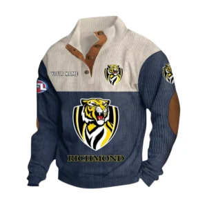 Richmond Fans Gift Men's Stand Up Collar Base Shirt, All Over Print Base Shirt For Sport Fan, Custom Name AFL166080225139 - Navy Blue