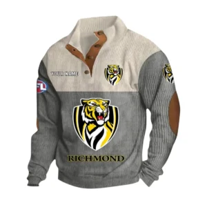 Richmond Fans Gift Men's Stand Up Collar Base Shirt, All Over Print Base Shirt For Sport Fan, Custom Name AFL166080225139 - Gray