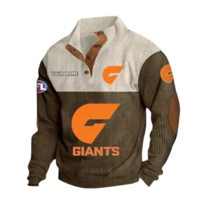 Gws Giants Fans Gift Men's Stand Up Collar Base Shirt, All Over Print Base Shirt For Sport Fan, Custom Name AFL166080225140 - Brown