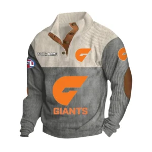 Gws Giants Fans Gift Men's Stand Up Collar Base Shirt, All Over Print Base Shirt For Sport Fan, Custom Name AFL166080225140 - Gray