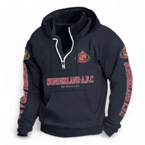 Football Fans Gift Casual Stand Up Collar Hoodie, Hoodie Stand-Up Collar Exclusive Logo For Sport Fan EPL125082225777-Dark Blue
