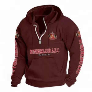 Football Fans Gift Casual Stand Up Collar Hoodie, Hoodie Stand-Up Collar Exclusive Logo For Sport Fan EPL125082225777-Deep Red