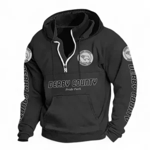 Football Fans Gift Casual Stand Up Collar Hoodie, Hoodie Stand-Up Collar Exclusive Logo For Sport Fan EPL125082225778-Black