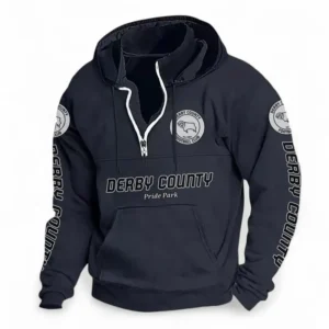 Football Fans Gift Casual Stand Up Collar Hoodie, Hoodie Stand-Up Collar Exclusive Logo For Sport Fan EPL125082225778-Dark Blue