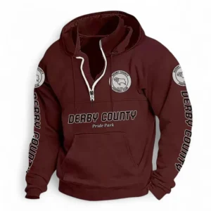 Football Fans Gift Casual Stand Up Collar Hoodie, Hoodie Stand-Up Collar Exclusive Logo For Sport Fan EPL125082225778-Deep Red
