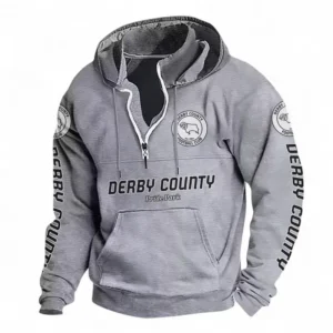 Football Fans Gift Casual Stand Up Collar Hoodie, Hoodie Stand-Up Collar Exclusive Logo For Sport Fan EPL125082225778-Light Gray