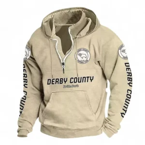 Football Fans Gift Casual Stand Up Collar Hoodie, Hoodie Stand-Up Collar Exclusive Logo For Sport Fan EPL125082225778-Off-White