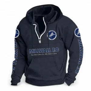 Football Fans Gift Casual Stand Up Collar Hoodie, Hoodie Stand-Up Collar Exclusive Logo For Sport Fan EPL125082225779-Dark Blue