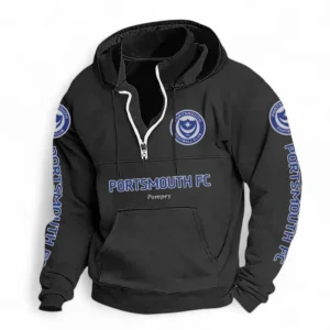 Football Fans Gift Casual Stand Up Collar Hoodie, Hoodie Stand-Up Collar Exclusive Logo For Sport Fan EPL125082225780-Black