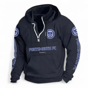 Football Fans Gift Casual Stand Up Collar Hoodie, Hoodie Stand-Up Collar Exclusive Logo For Sport Fan EPL125082225780-Dark Blue