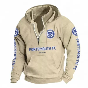 Football Fans Gift Casual Stand Up Collar Hoodie, Hoodie Stand-Up Collar Exclusive Logo For Sport Fan EPL125082225780-Off-White