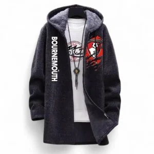 Football Fans Gift Fleece Windbreaker Jacket, All Over Print Soft-Lined Windproof Jacket For Sport Fan EPL127082625013-Black
