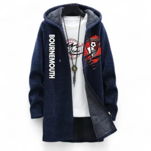 Football Fans Gift Fleece Windbreaker Jacket, All Over Print Soft-Lined Windproof Jacket For Sport Fan EPL127082625013-Blue