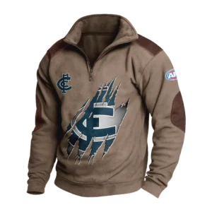 Sport Fan Stand-up Collar Sweatshirt For Football Lover HVN1235CA081525 - Brown
