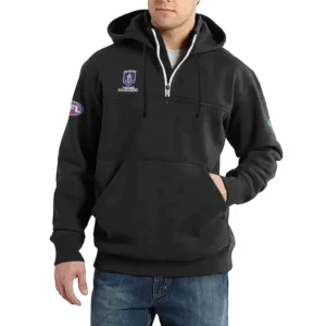 Sport Fan Casual Stand Up Collar Hoodie For Football Lover HVN1235FR081525 - Black