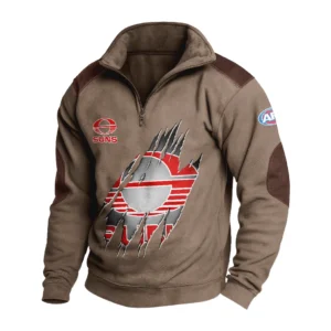 Sport Fan Stand-up Collar Sweatshirt For Football Lover HVN1235GO081525 - Brown