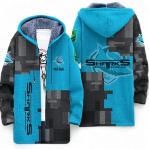 Cronulla Sharks Fans Gift Fleece Windbreaker Jacket, All Over Print Fleece Windbreaker Jacket For Sport Fan, Custom Name NRL184080225125