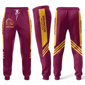 Brisbane Broncos Fans Gift Sweatpants, All Over Print Sweatpants For Sport Fan, Custom Name NRL187080225444