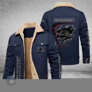 Penrith Panthers Jacket Fur Collar Fleece, All Over Print Jacket Fur Collar Fleece For Sport Fan, Custom Name NRL191080225784-Deep Blue