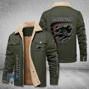 Penrith Panthers Jacket Fur Collar Fleece, All Over Print Jacket Fur Collar Fleece For Sport Fan, Custom Name NRL191080225784-Military Green
