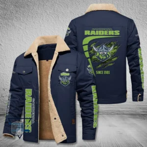 Canberra Raiders Jacket Fur Collar Fleece, All Over Print Jacket Fur Collar Fleece For Sport Fan, Custom Name NRL191080225785-Deep Blue