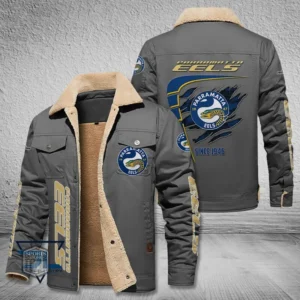Parramatta Eels Jacket Fur Collar Fleece, All Over Print Jacket Fur Collar Fleece For Sport Fan, Custom Name NRL191080225791-Gray