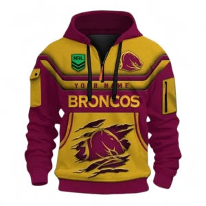 Rugby League Football Fans Gift Hoodie Half Zip 3D, All Over Print 3D Half-Zip Hoodie, Custom Name NRL205090925000-Style 1
