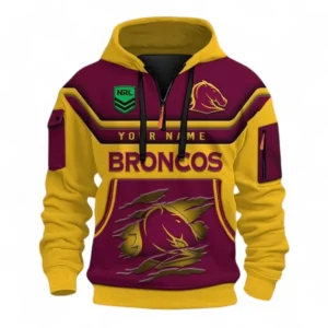 Rugby League Football Fans Gift Hoodie Half Zip 3D, All Over Print 3D Half-Zip Hoodie, Custom Name NRL205090925000-Style 2