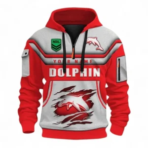 Rugby League Football Fans Gift Hoodie Half Zip 3D, All Over Print 3D Half-Zip Hoodie, Custom Name NRL205090925004-Style 2