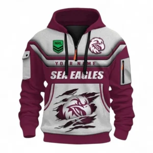 Rugby League Football Fans Gift Hoodie Half Zip 3D, All Over Print 3D Half-Zip Hoodie, Custom Name NRL205090925006-Style 2