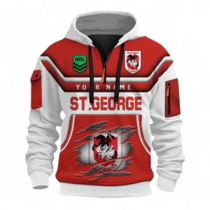 Rugby League Football Fans Gift Hoodie Half Zip 3D, All Over Print 3D Half-Zip Hoodie, Custom Name NRL205090925014-Style 1